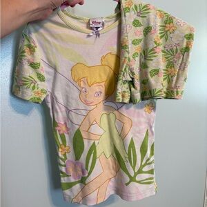 Vintage 2000’s Disney Store Tinkerbell Fairy 2 pc PJ Set Size 10 Girls